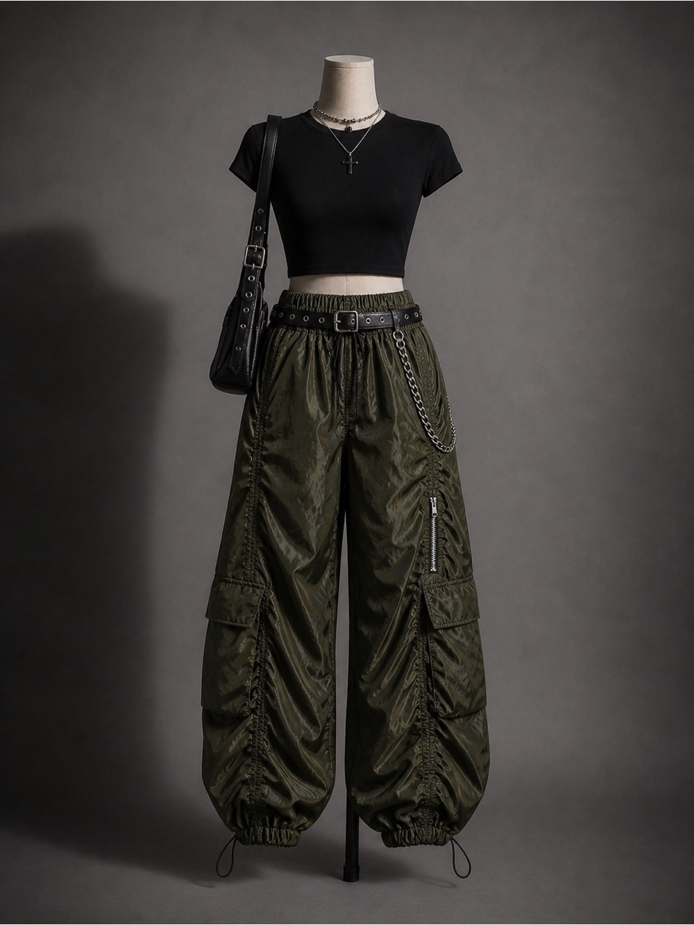 Urban Planet Olive Green Cargo Track Pants